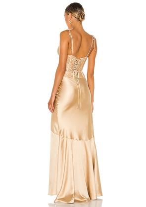 V. Chapman Calla Lily Gown in Metallic Gold. Size 12. Also in 0, 2, 4, 6, 8, 10.