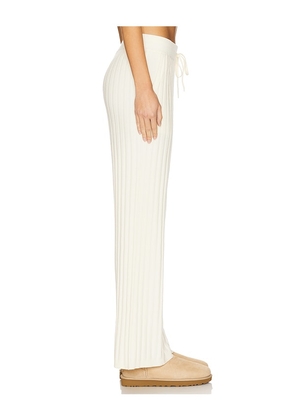 Varley Simeon Wide Rib Knit Trouser in Ivory. Size S. Also in M.
