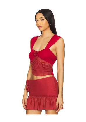 Zemeta Flower Top in Red. Size S. Also in M.