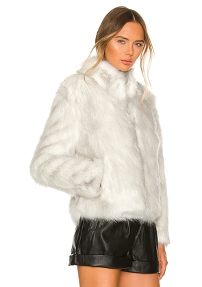 Unreal Fur Fur Delish Faux Fur Jacket in Light Grey. Size M. Also in XS, S, L, XL.