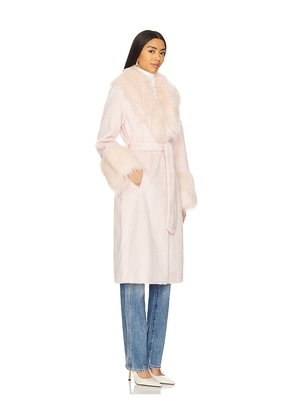 Unreal Fur Faux Fur Paris Coat in Blush. Size S. Also in XS, M.