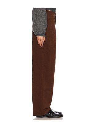 WAO Wide Leg Pleated Corduroy Pant in Brown. Size 32. Also in 30, 34.