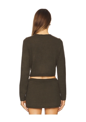 WeWoreWhat Fitted Crewneck Cardigan in Olive. Size M. Also in XXS, XS, S, L, XL.