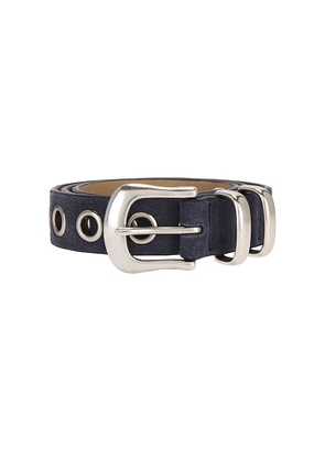 Understated Leather Eyelet Belt in Blue. Size XS/S. Also in M/L.