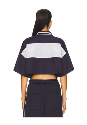 WE11DONE Cropped Polo Top in Navy. Size S. Also in L, M.