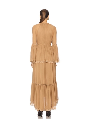 Zimmermann Peplum Flutter Dress in Brown. Size 1/S. Also in 0/XS.