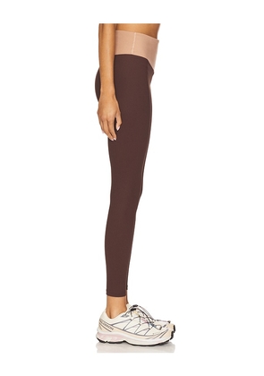 YEAR OF OURS Ribbed Two Tone Dip Legging in Chocolate. Size XL. Also in L.