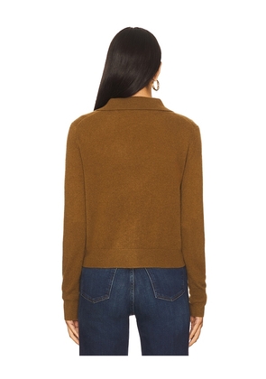 White & Warren Cashmere Collared Cardigan in Brown. Size M. Also in XS, S, L.