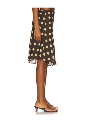 With Jean Penny Skirt in Brown. Size M. Also in S, XS, L, XL.