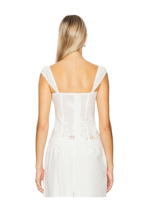 WeWoreWhat Wide Strap Ruched Cup Corset in Ivory. Size 00. Also in 0, 2, 4, 8.