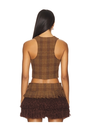 Zemeta Rosette Wool Vest in Brown. Size M. Also in S.