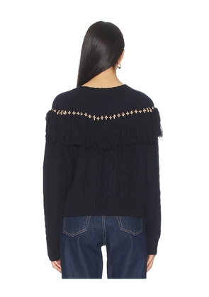 THE UPSIDE Clara Tassle Knit Sweater in Navy. Size M. Also in XS, S, L.