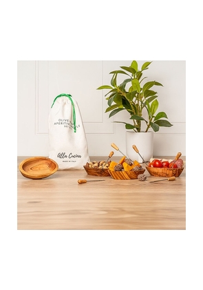 Verve Culture Set Of 4 Olivewood Aperitivo Bowls in Brown.