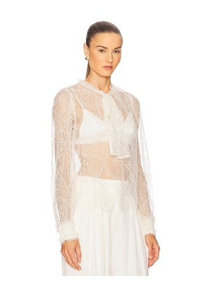 Ulla Johnson Iliana Necktie Long Sleeve Blouse in White. Size 4. Also in 6.