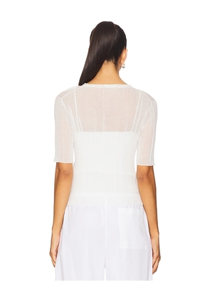 Vince Double Layer Rib Elbow Sleeve Top in White. Size L. Also in M.
