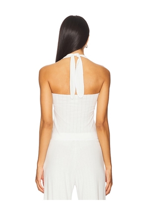 VIR VITA Pointelle Halter Top in White. Size S. Also in XS, M.