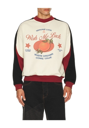 Wish Me Luck Genuine Luck Crewneck Sweater in Black,Burgundy. Size M. Also in S, L.