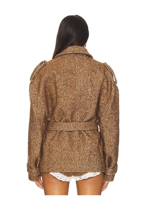 Yuhan Wang Herringbone Coat in Brown. Size M. Also in S, L.