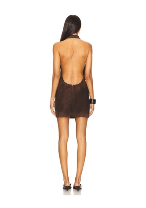 Understated Leather Liv Dress in Brown. Size M. Also in L, XL.