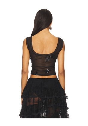 Yuhan Wang Floral Sequin Mesh Top in Black. Size M. Also in S, L.