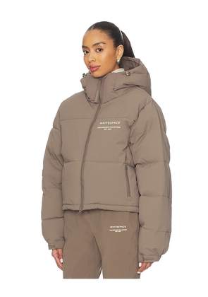 Whitespace Cropped Puffer Jacket in Taupe. Size S. Also in M, L, XL.