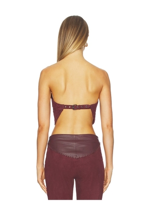 Understated Leather Hankerchif Whipstitch Top in Chocolate. Size M. Also in S, L, XL.
