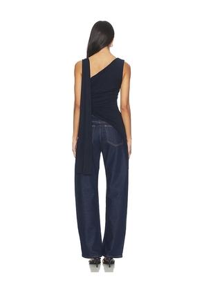 WeWoreWhat One Shoulder Draped Top in Navy. Size S. Also in L, XL.