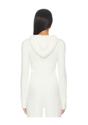 WellBeing + BeingWell Rorie Cable Knit Hoodie in Blanc White in White. Size S. Also in XL.