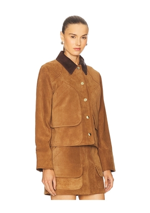 Veronica Beard Walters Cropped Barn Jacket in Brown. Size M. Also in XS, L.