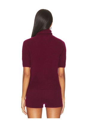 W. Cashmere Tansy Short Sleeve Pullover in Burgundy. Size S. Also in XS, M, XL.