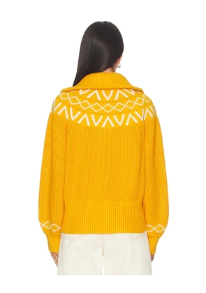 Varley Sigrid Fairisle Half Zip Knit Sweater in Yellow. Size S. Also in XS, M, XL.