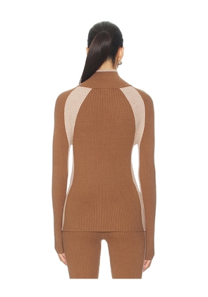Varley Bellings Half Zip Knit Top in Brown. Size M. Also in S, XS, L, XL.