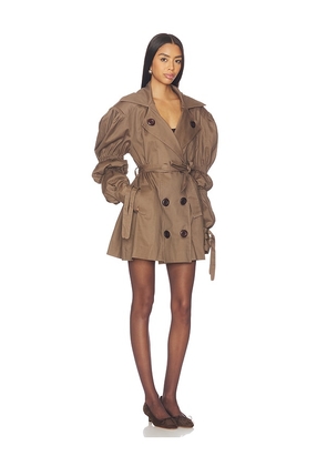 Zuleyha Kuru Volkiva Trench Coat in Taupe. Size 38. Also in 36, 40, 42.