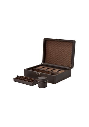 WOLF Earth 5 Piece Watch Box with Storage in Brown.