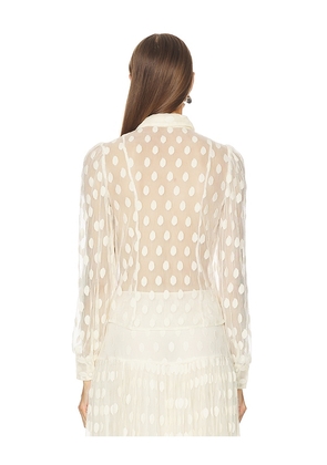 Ulla Johnson Soraya Neck-tie Blouse in Cream. Size 10. Also in 0.