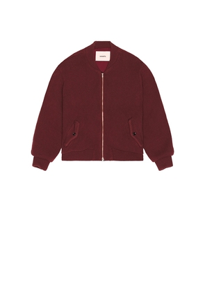 vowels Knitted Bomber Jacket in Red. Size 3. Also in 4.