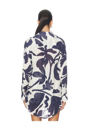 vitamin A Playa Boyfriend Shirt in White,Navy. Size M. Also in XS, L.