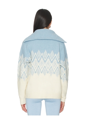 Varley Hedda Fairisle Half Zip Sweater in Blue. Size S. Also in XS, M, L.