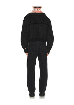 WE11DONE Sporty Scarf Harrington Jacket in Black. Size M. Also in L, S, XL/1X.