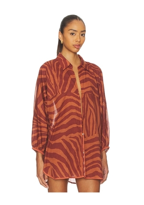 Vix Swimwear Mori Long Sleeve Blouse in Brown. Size M. Also in L, S.