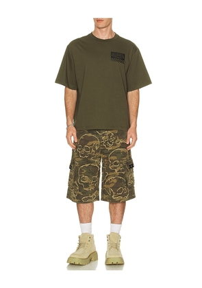 Von Dutch Originals Eagle Boxy Crop Tee in Olive. Size S. Also in M, L, XL/1X.