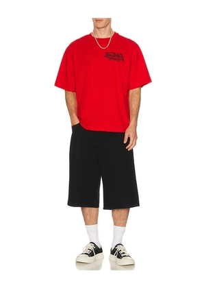 Von Dutch Embroidered Logo Boxy Crop Tee in Red. Size S. Also in M, L, XL/1X.