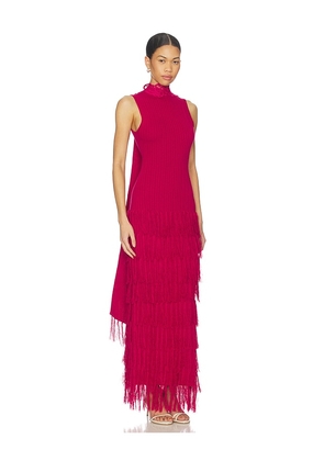 Yellow The Label Phoebe Fringe Dress in Red. Size S. Also in XS, M.