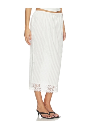 Yuhan Wang Lace Hem Drawstring Skirt in White. Size L. Also in S, M, XL.