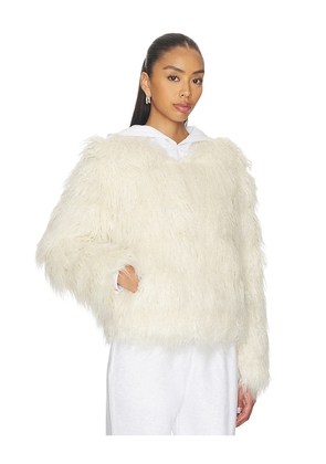 Unreal Fur Sphere Jacket in Cream. Size M. Also in XS, S, L.