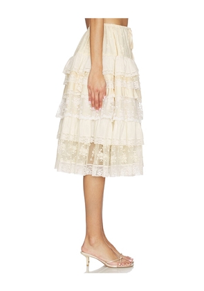 Yuhan Wang Tiered Lace Ruffle Skirt in Beige. Size L. Also in S, M.