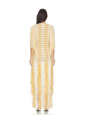 Ulla Johnson Silvia Fringe Knit Dress in Yellow,White. Size L. Also in XS, S, M, XL.