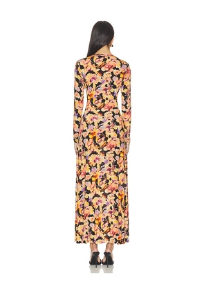Ulla Johnson Amari Long Sleeve Jersey Dress in Black,Orange. Size L. Also in XS, S, M.