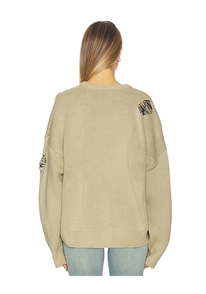 UPRISERS UPRS I See You Jacquard Sweater in Brown. Size M. Also in S, L, XL/1X.