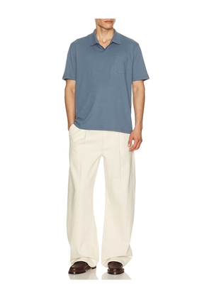Vince Short Sleeve Johnny Collar in Blue. Size L. Also in S, XXL/2X.